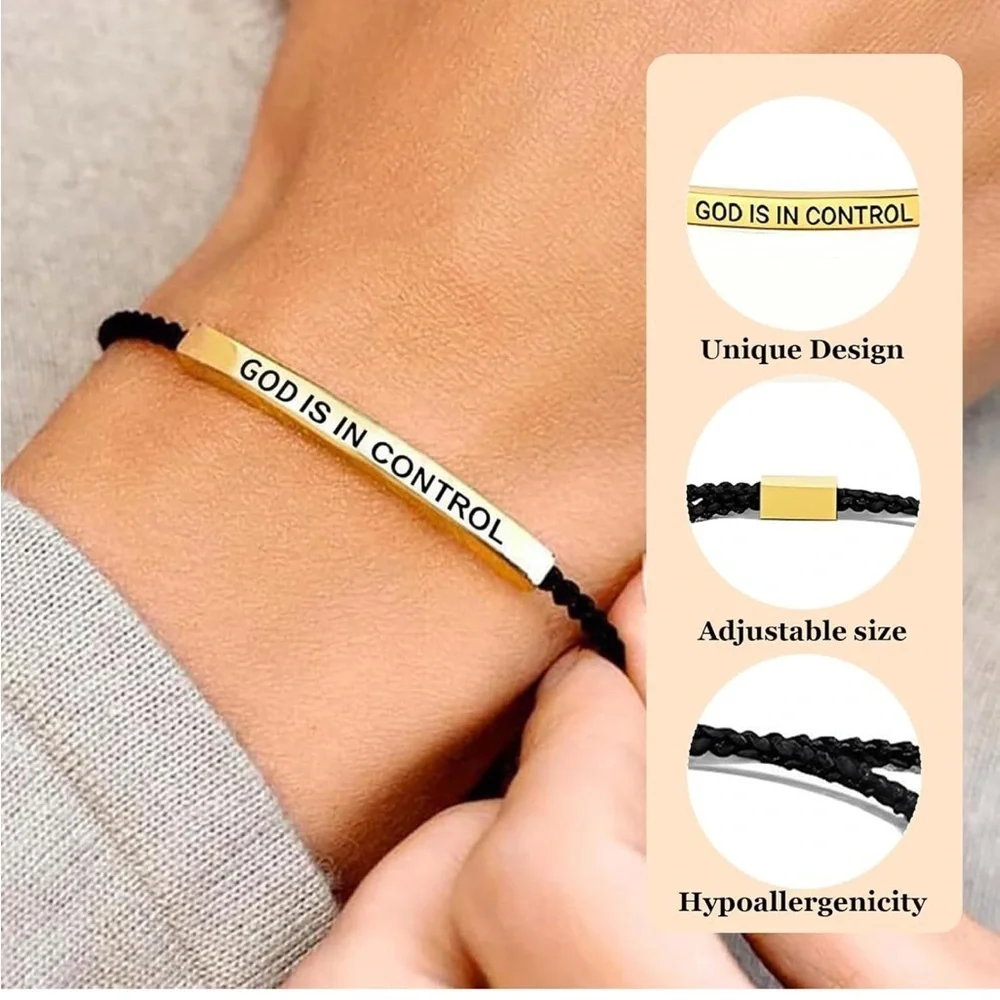 Black and Gold Inspirational Bracelet